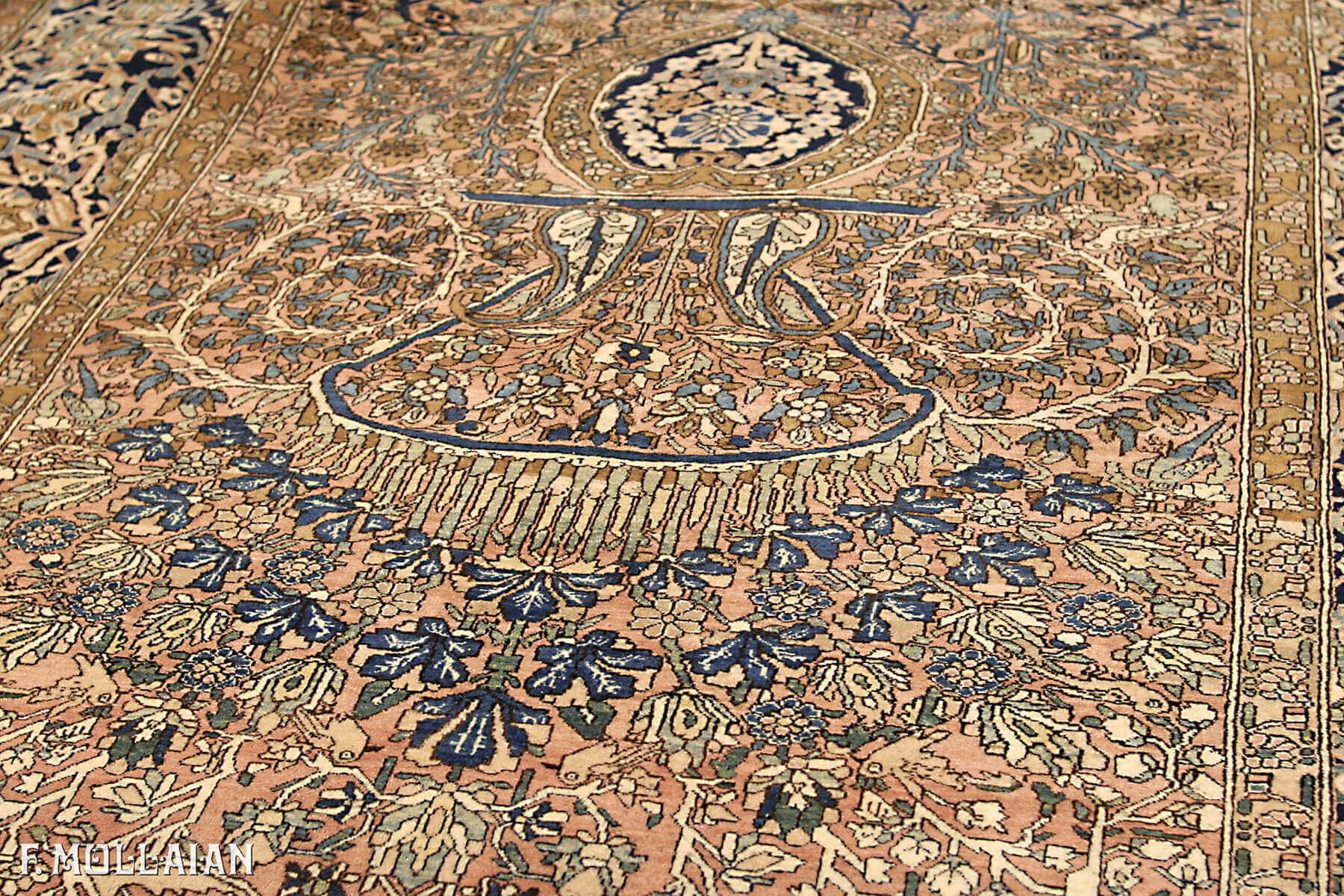 A Prayer Design Antique Persian Kashan Mohtasham Rug n°:77941749